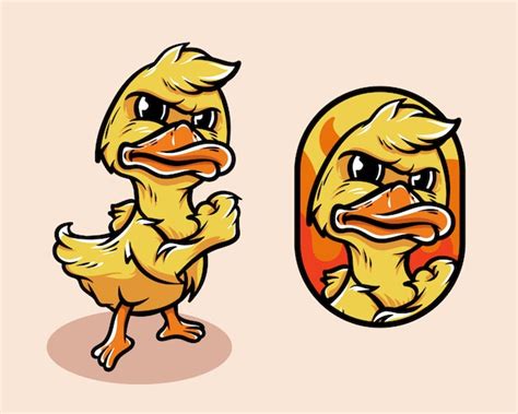 Premium Vector | Cartoon mad baby duck mascot character