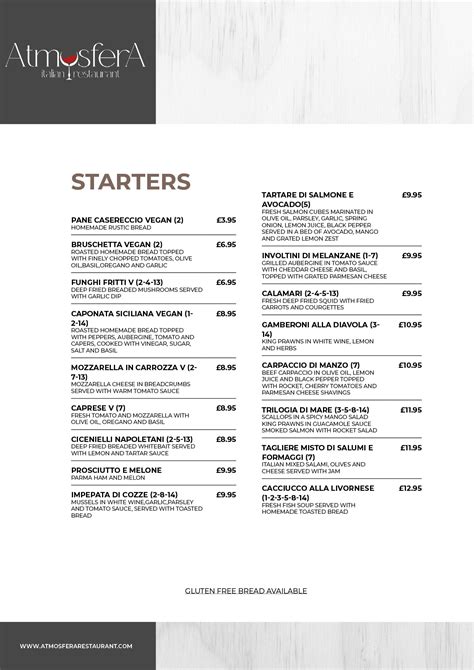 Menu – Atmosfera