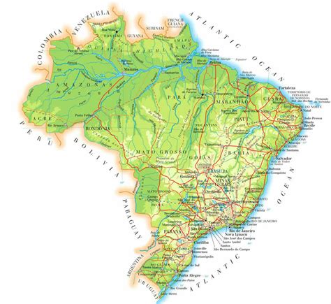 Physical Map Of Brazil