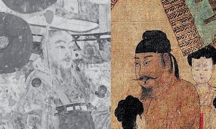 Emperor Taizong of Tang [One is mural painting from Mogao caves in Gansu from his period and ...