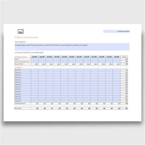 12-Month Profit & Loss Statement (PDF Form) Fully Editable | YVOXS