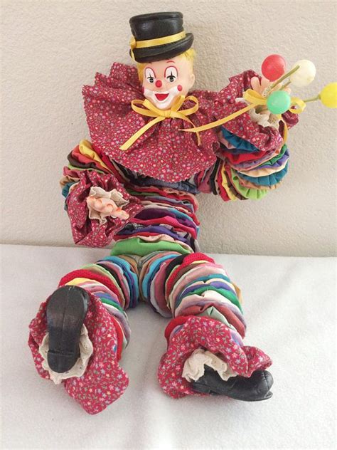 Vintage YOYO DOLL Fabric Quilt Clown Cute Painted Face | Yoyo dolls ...