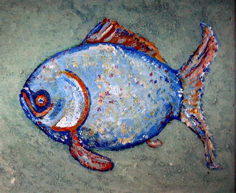 Blue Fish Painting by Jane Williams Clayton