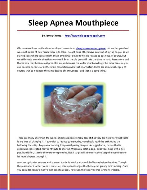 Sleep apnea mouthpiece