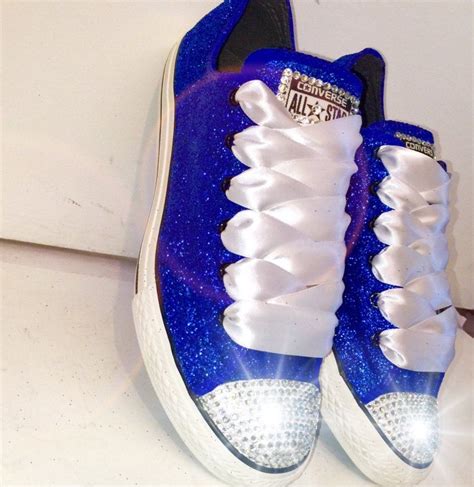 Women's Sparkly Royal Blue Glitter Crystals Converse All Star wedding bride prom shoes | Prom ...