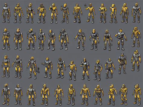 prompthunt: isometric sprite sheet of detailed fallout power armor! holding gun, smooth, 8 k ...