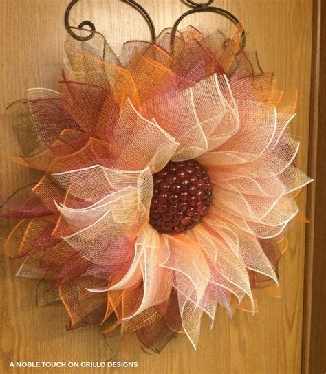 How To Make A Flower Deco Mesh Wreath • Grillo Designs