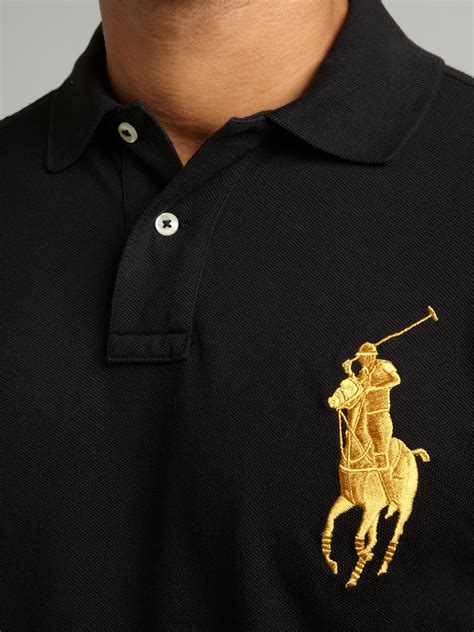 Polo ralph lauren Custom Fitted Gold Big Pony Polo Shirt in Black for Men | Lyst