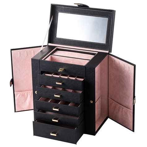 Jewelry Box Organizer Functional Huge Lockable, Leather Jewelry Storage Case for Women Girls ...