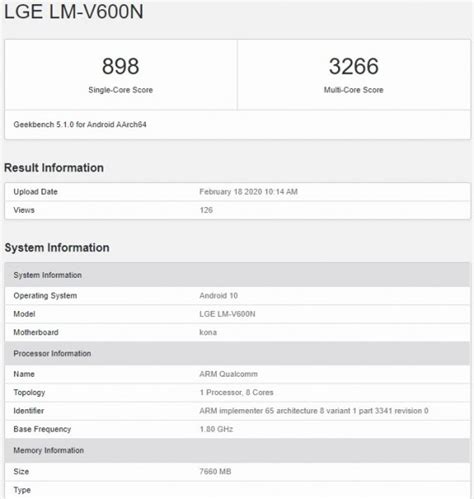 LG V60 ThinQ 5G pops up on Geekbench revealing key specs - GSMArena.com ...