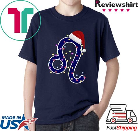 Nice Leo Zodiac Sign In Christmas Lights And Santa’s Hat T-Shirt ...