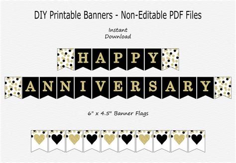 Happy Anniversary Banner Black & Gold Glitter Confetti - Etsy | Anniversary banner, Free ...