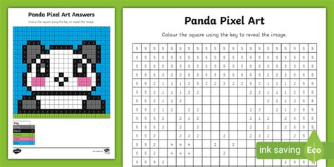 FREE! - Free Panda Pixel Art Template for Children: Download now!