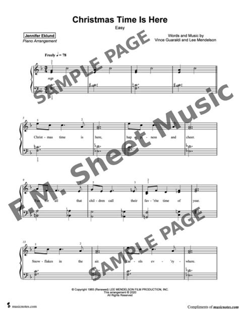 "Christmas Time Is Here" Piano Solo Sheet Music | Piano Pronto Publishing