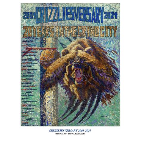 MEMPHIS GRIZZLIES 2001-2021 POSTER 24x32 SIGNED — Evelina Linn LLC