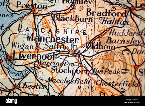 North west england map hi-res stock photography and images - Alamy