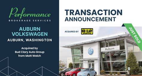 Bud Clary Auto Group Acquires Auburn Volkswagen in Auburn, Washington from Matt Welch ...