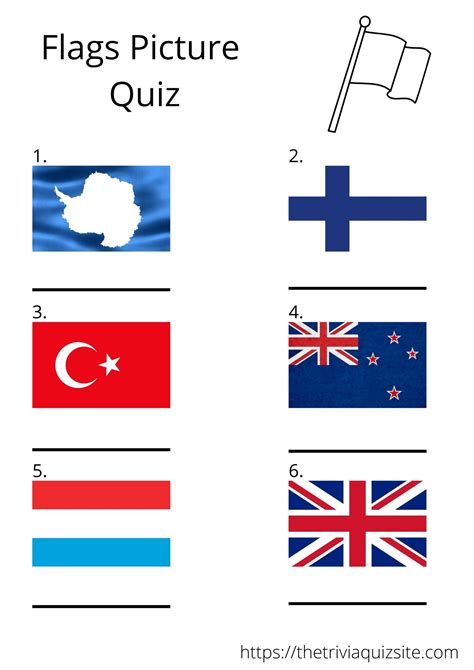 Flags Of The World Picture Quiz - FREE PRINTABLE - The Trivia Quiz Site