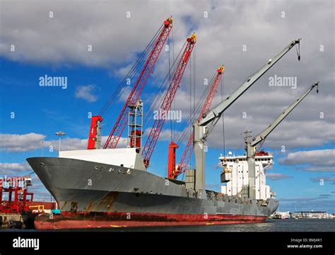 Cranes on cargo ship Stock Photo - Alamy