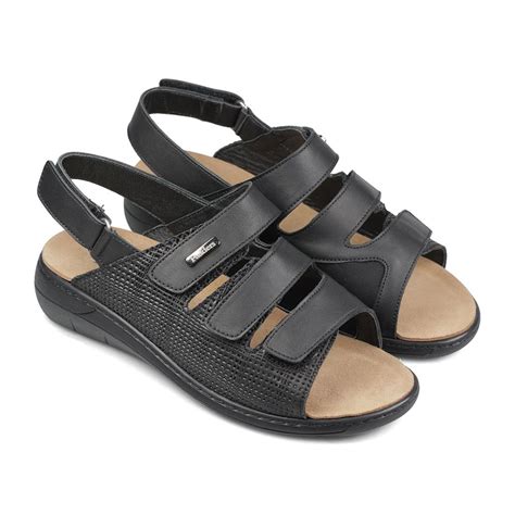 Padders 'Magda' Extra Wide Women's Sandals - MAGDA - BLACK LEATHER / 3486