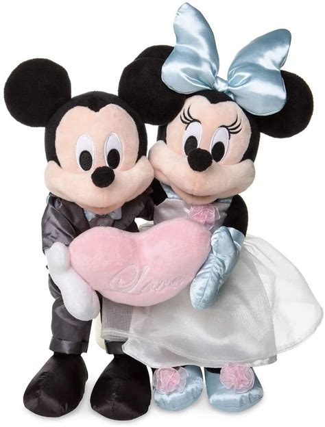 MICKEY & Minnie Mouse Wedding Figurines Bobble Heads With Magnetic Kiss Disney - town-green.com