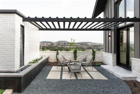 Patio With Black Pergola | HGTV