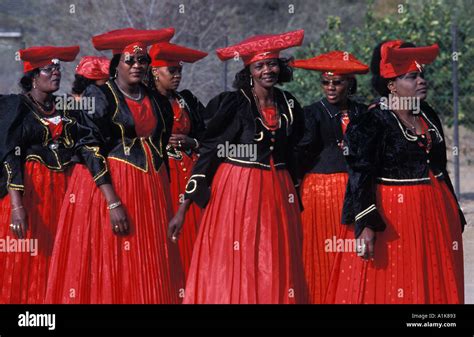 Herero women wearing traditional dress in procession for the Ma Stock ...