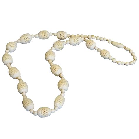 Carved Ivory Necklace at 1stdibs