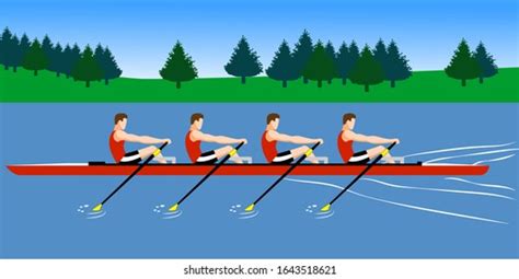 Rowing Boat Team Training Before Competition Stock Vector (Royalty Free ...