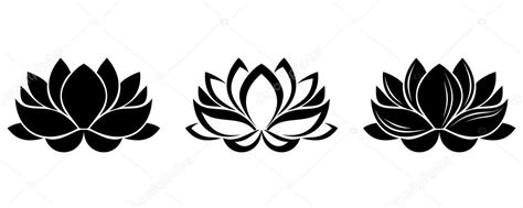 Lotus flowers silhouettes. Set of three vector illustrations. ⬇ Vector Image by © Naddya ...