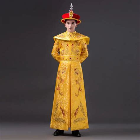 Vintage Men Cosplay Clothes Chinese Traditional Costume Ancient Qing Dynasty Royal Emperor ...