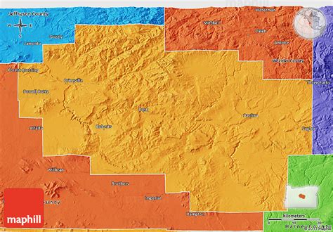 Political 3D Map of Crook County