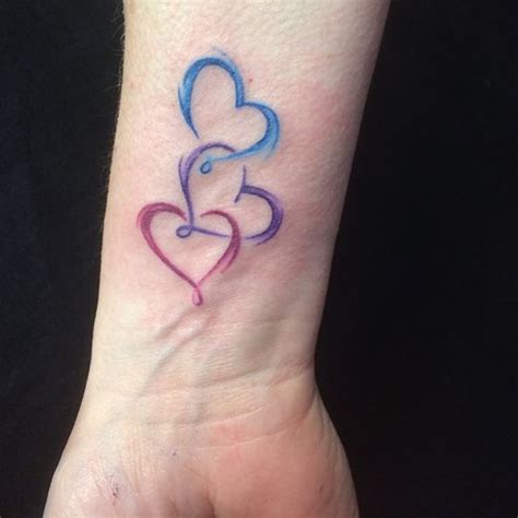 color heart triple heart | Tattoos for daughters, Heart tattoo designs ...