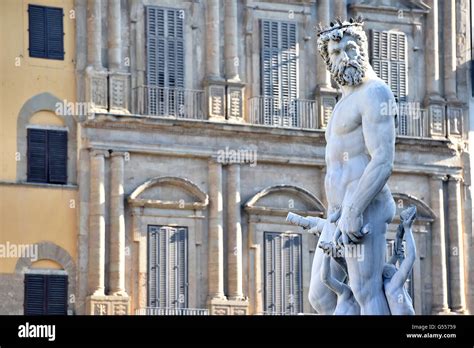 Statue of Neptune above the fountain in the Piazza della Signoria Florence Italy Stock Photo - Alamy