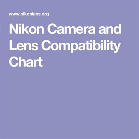 Nikon Camera and Lens Compatibility Chart | Nikon, Camera nikon, Nikon ...