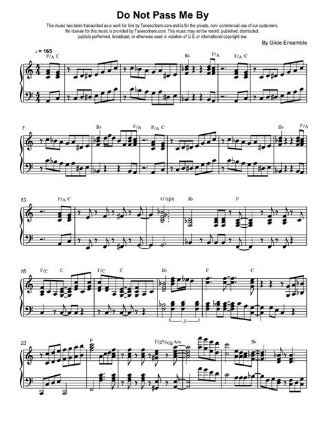 Tunescribers | Do Not Pass Me By | Sheet Music