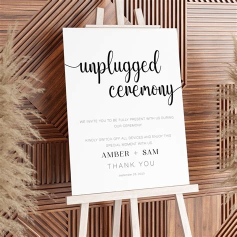 Elegant Unplugged Wedding Sign Template Download Modern - Etsy