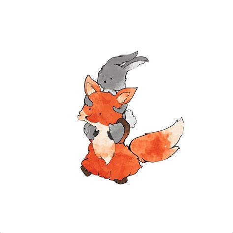 Fox and Rabbit - Piggyback Ride | Rabbit art, Fox and rabbit, Rabbit ...