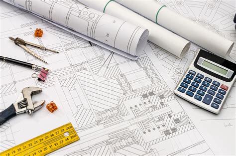 Premium Photo | Engineer's drawing background for different tools on table