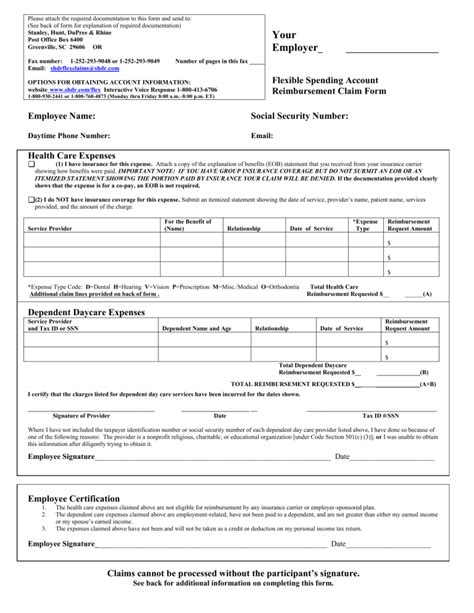 FSA Reimbursement Claim Form