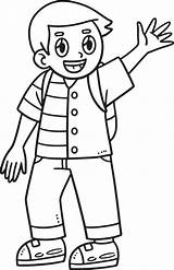 Happy Boy Student Isolated Coloring Page For Kids 21501672 Vector Art  sketch template
