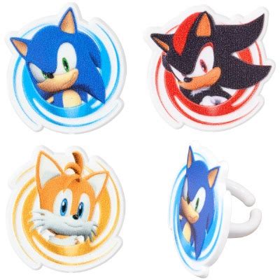 Sonic Cupcake Rings 12 CT - Cake Art