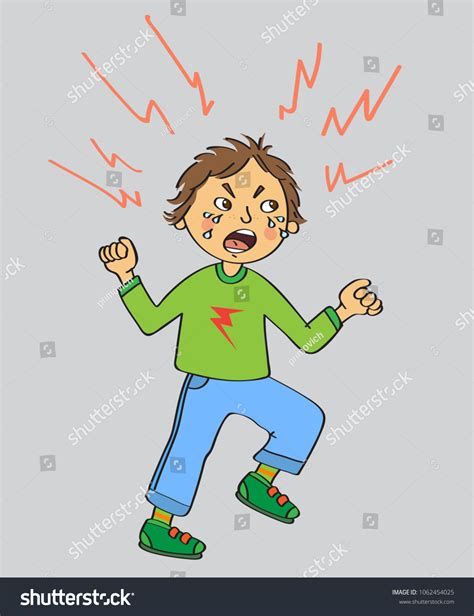 Angry Little Boy Who Screams Stomp Stock Vector (Royalty Free) 1062454025 | Shutterstock