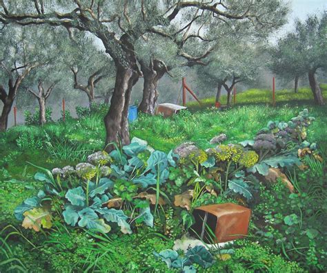 Olive Grove With Vegetable Garden Painting by Anna Poelstra Traga