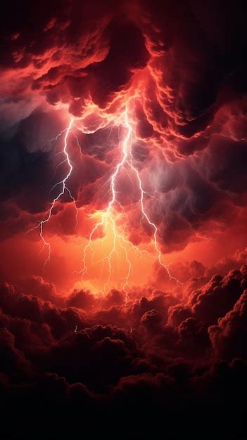 Premium AI Image | Dramatic red storm sky engulfed in electrifying ...