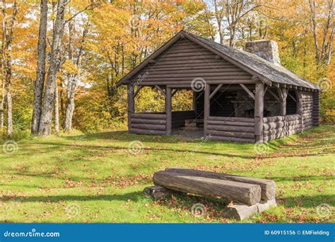 Log Cabin Among Fall Foliage Stock Photo - Image: 60915156