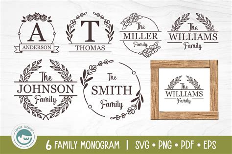 Family Last Name Monogram SVG Cut Files Bundle (1131089) | Cut Files | Design Bundles