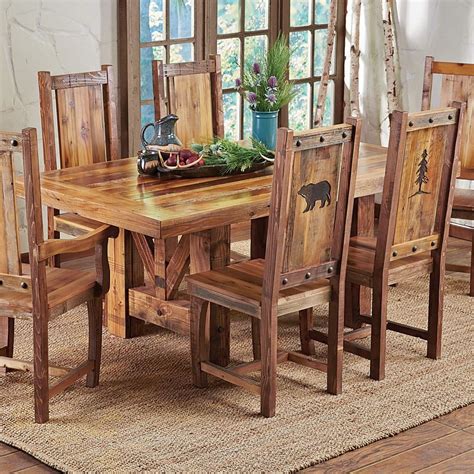 Western Trestle Table & Chairs - Country Rustic Wood Log Kitchen Furniture Decor | eBay | Rustic ...