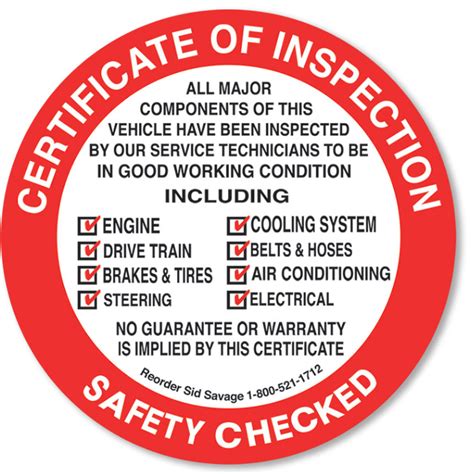 Rear Adhesive Safety Inspection Sticker | Dealer Window Stickers