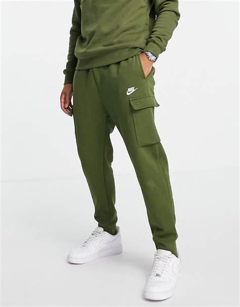 Nike Club Fleece Cuffed Cargo Sweatpants In Khaki - Khaki-green | ModeSens